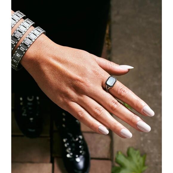 Freida Rothman Cobblestone Mother Of Pearl Sterling Silver Ring Sz 8 - Picture 6 of 6